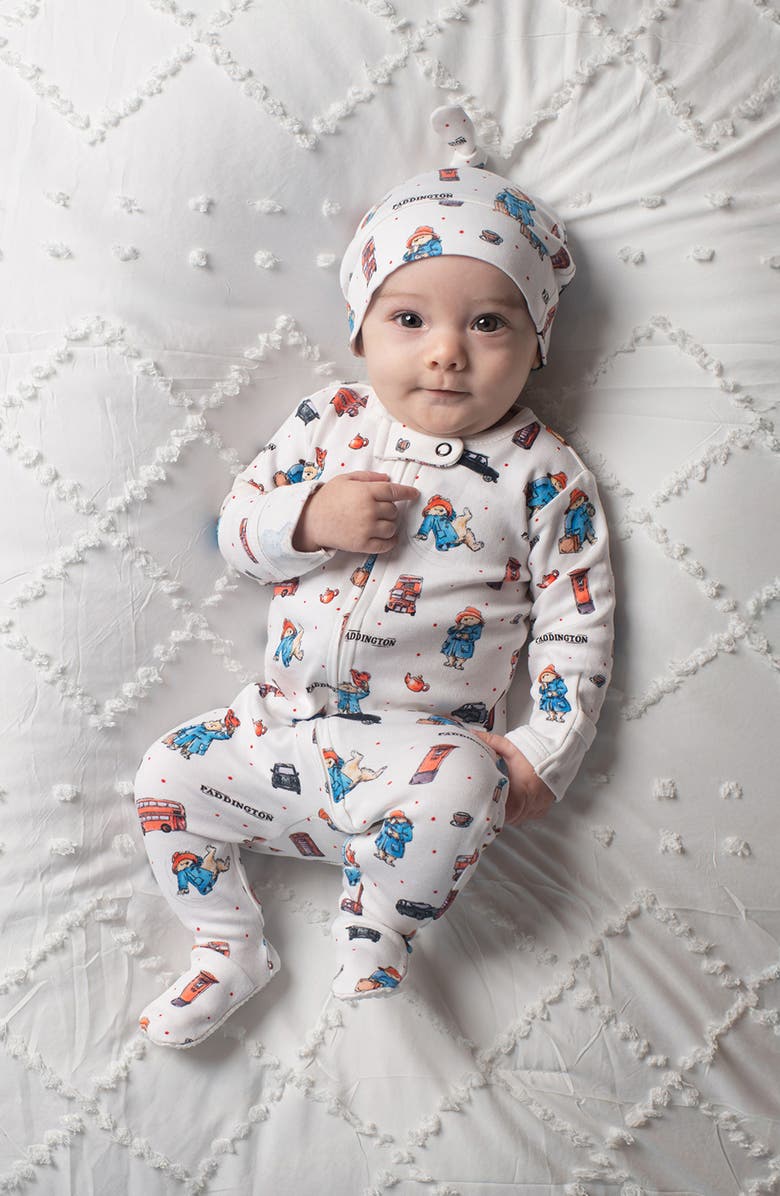 L'ovedbaby x Paddington Fitted One-Piece Organic Cotton Footie Pajamas, Alternate, color, London Paddington