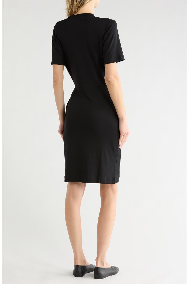 Side Tie Short Sleeve Cotton Jersey Dress, Alternate, color, BLACK