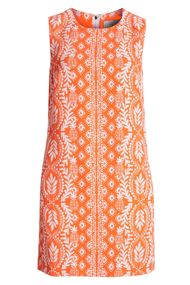 Edita Print Sleeveless Shift Minidress, Alternate, color, FLAMINGO FEATHER DRESS