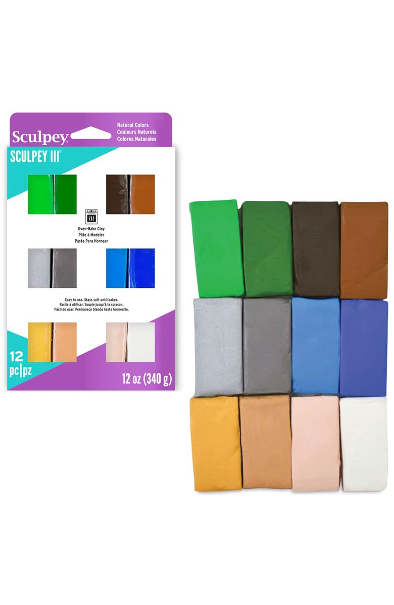 Sculpey III Polymer Clay Multipack Naturals (12) 1oz, Alternate, color, Multicolored