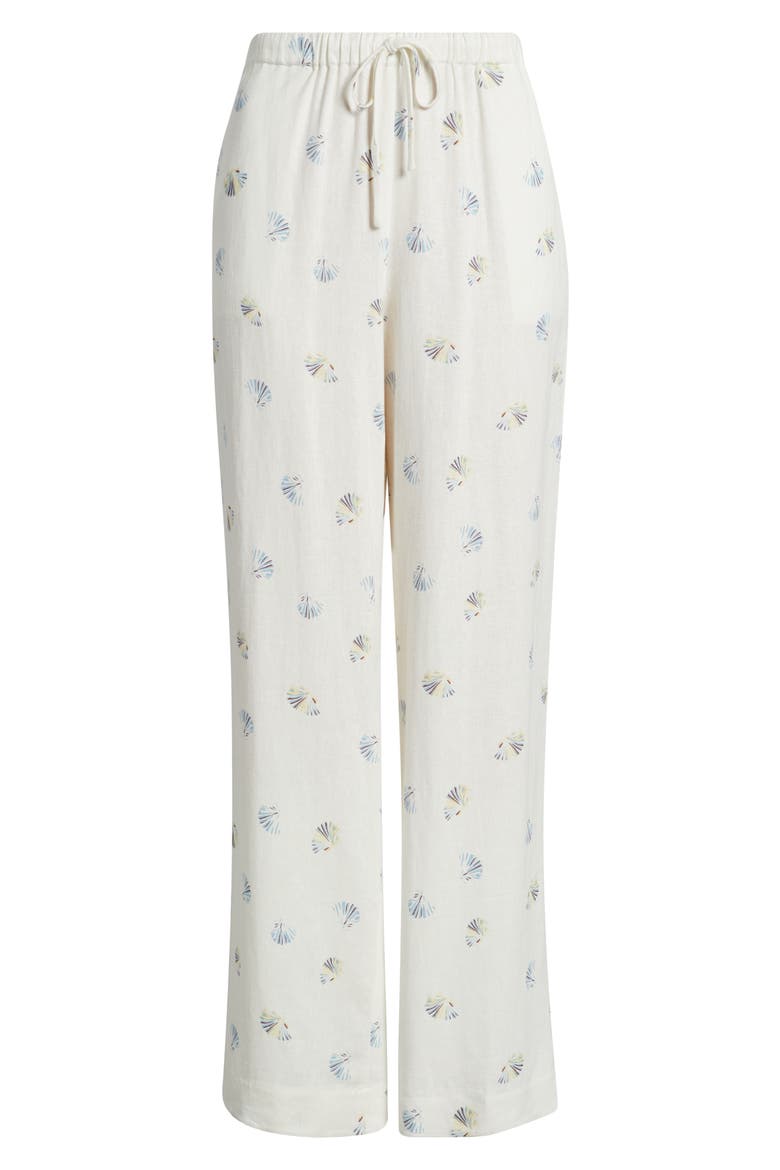 Blake Shell Print Linen Blend Drawstring Pants, Alternate, color, IVORY SEASHELL