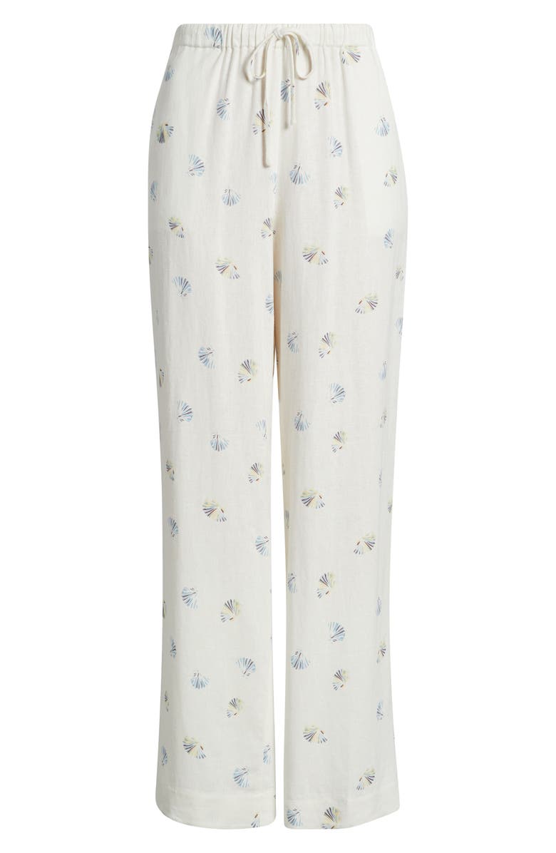 WAYF Blake Shell Print Linen Blend Drawstring Pants, Alternate, color, Ivory Seashell
