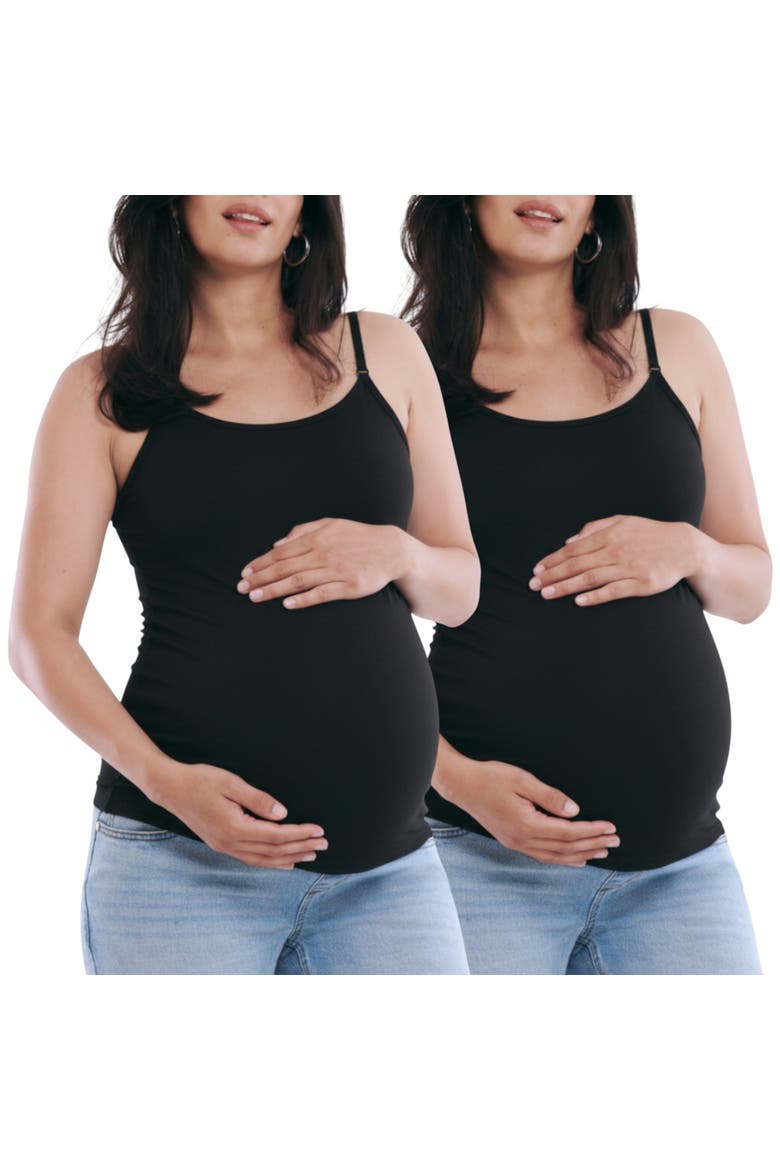 Clip Down Nursing Tank Top - 2 Pack, Alternate, color, Black