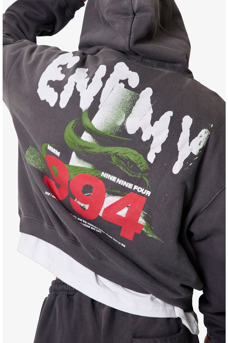 Enemy Oversize Cotton Pullover Hoodie, Alternate, color, WASHED BLACK