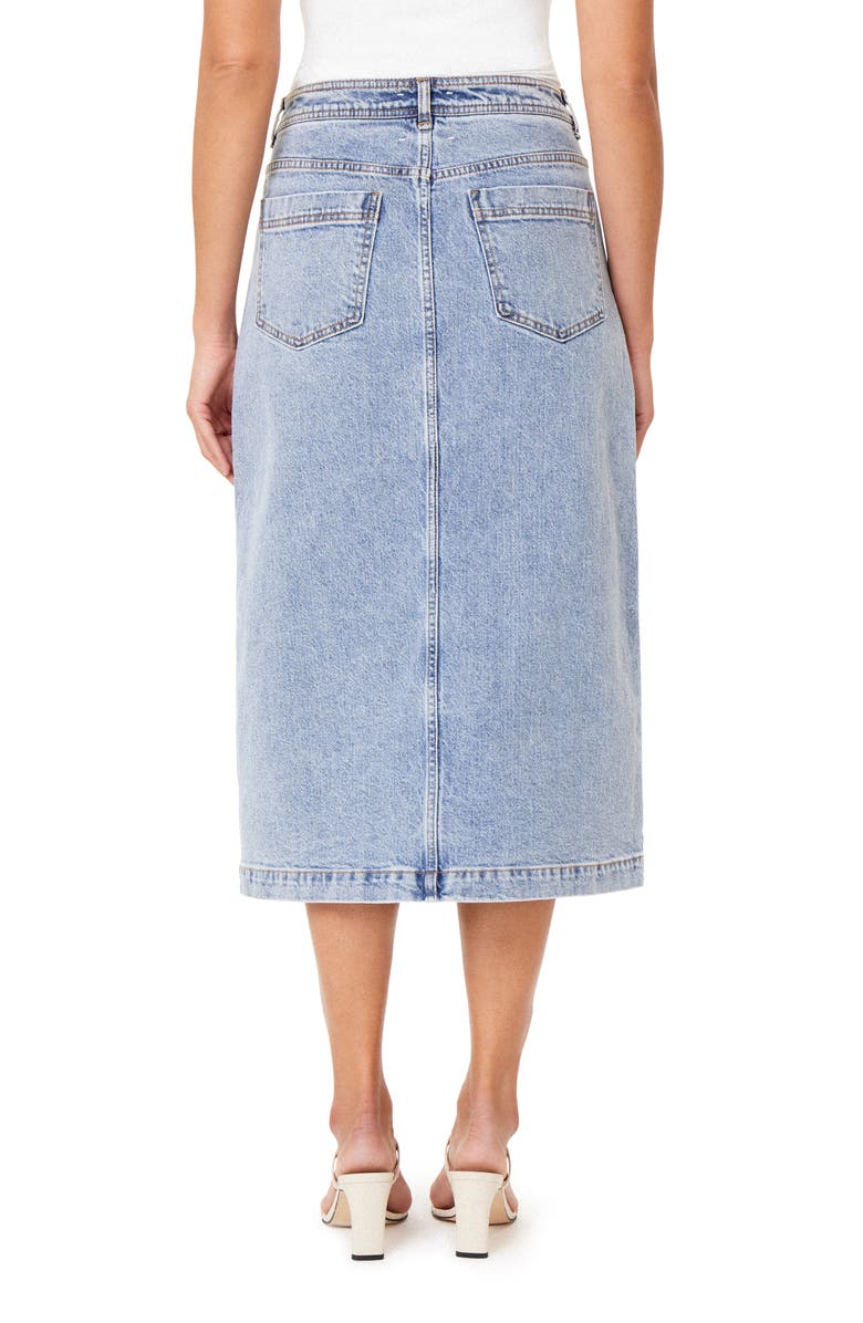 Habitual Center Slit Denim Midi Skirt, Alternate, color, Pacific