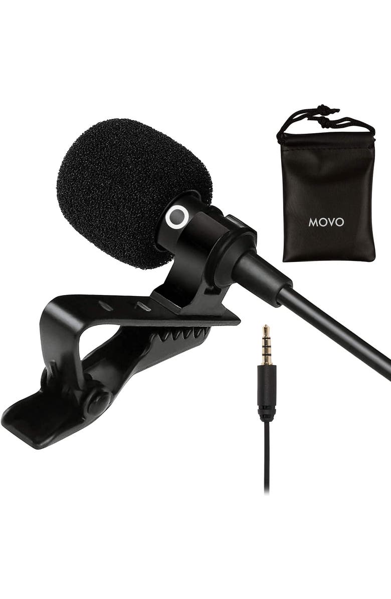MOVO PM10 Deluxe Lavalier Lapel Clip-on Omnidirectional Condenser Microphone for Smartphones, Main, color, Black