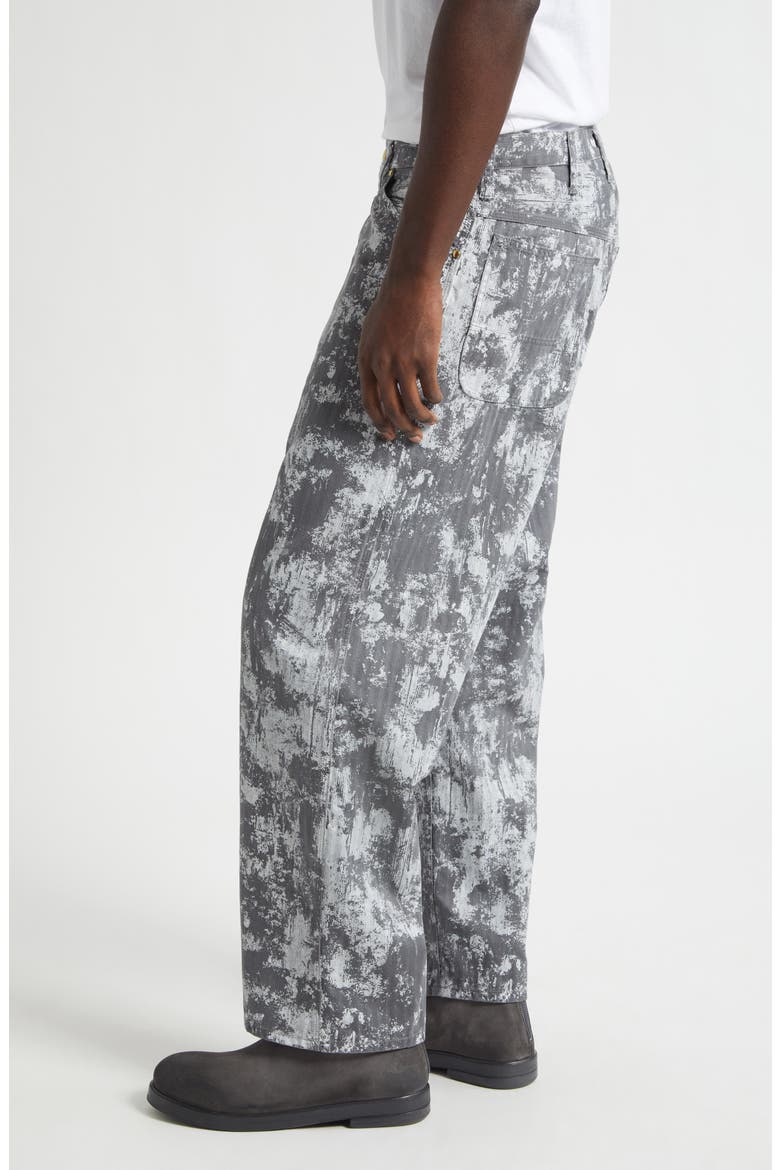 Foil Paint Print Herringbone Painter Pants, Alternate, color, GREY