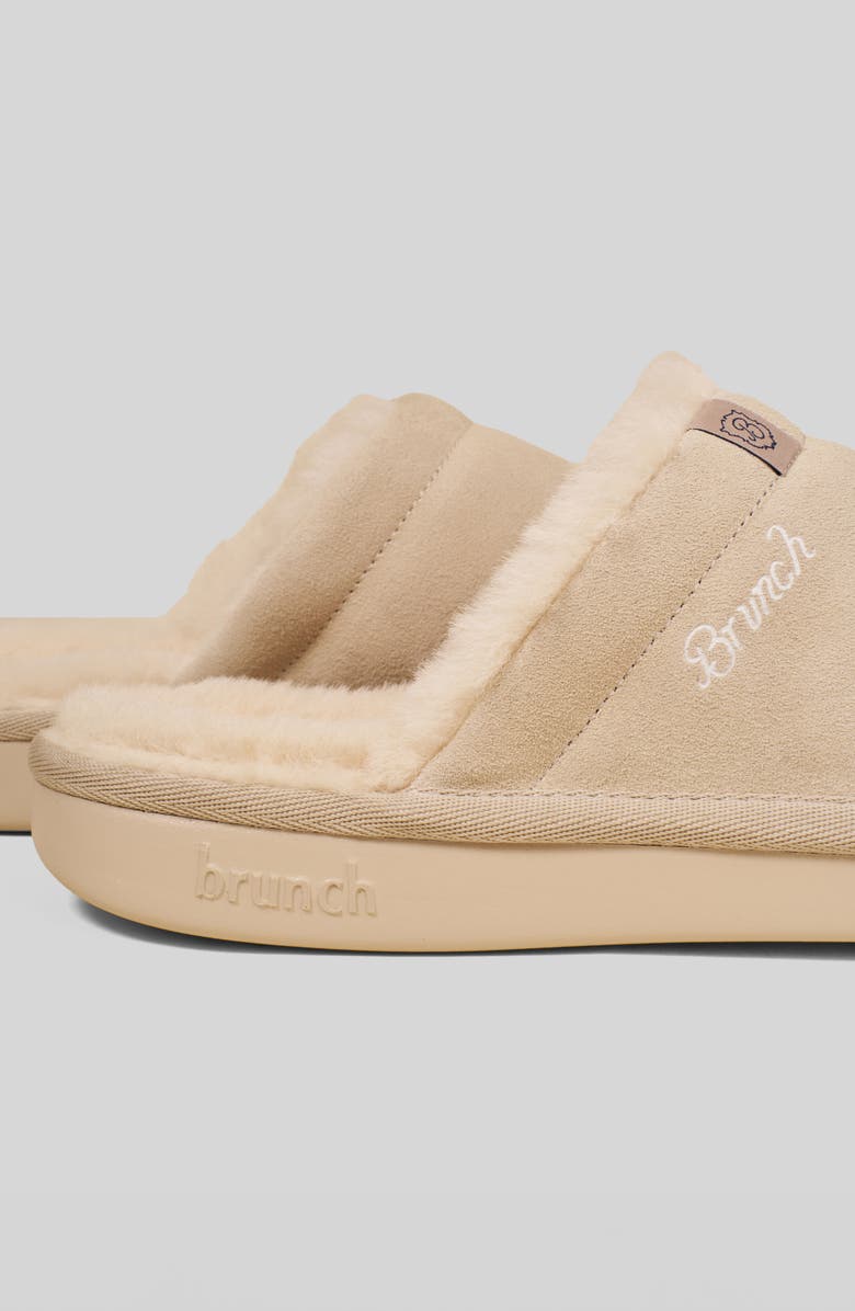 Brunch Gender Inclusive Essential Genuine Shearling Slipper, Alternate, color, Beige