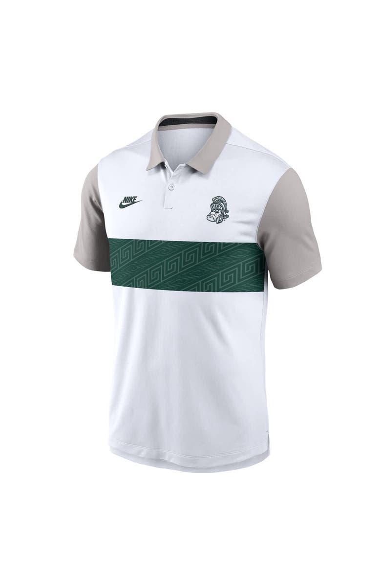 Nike Men's Nike White/Gray Michigan State Spartans Athletic Prep Legacy Logo Vapor Performance Polo, Alternate, color, White