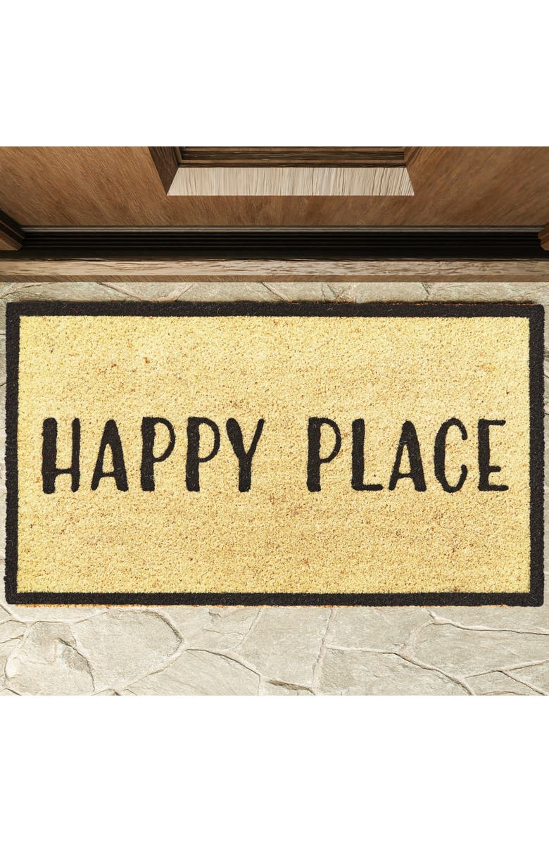 tag Happy Place PVC Coir Door Mat Everyday Black Doormat, Alternate, color, Black