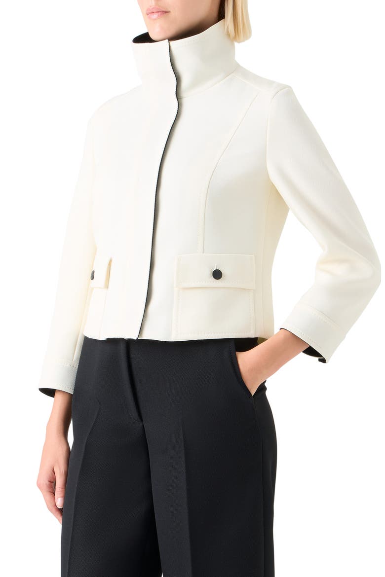 CROPPED JACKET, Alternate, color, CREAM-BLACK