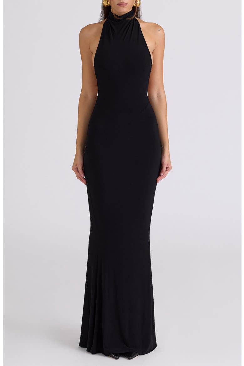 jersey halter neck dress Solid Jersey Halter Dress