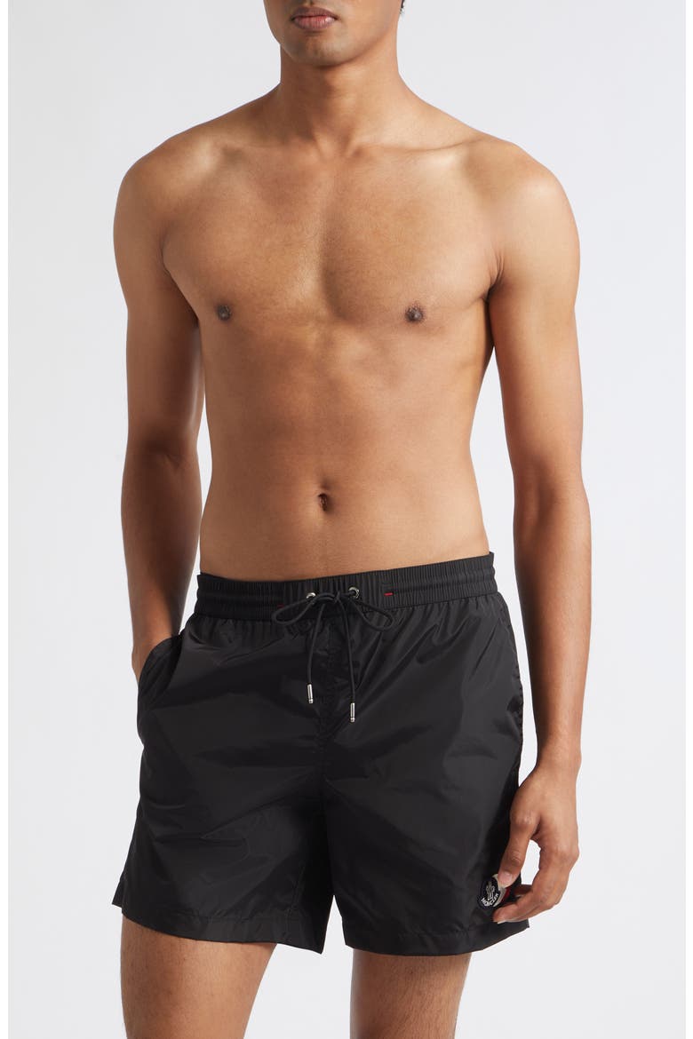 Logo Patch Swim Trunks, Main, color, BLACK