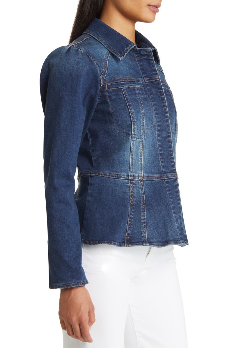 Wit & Wisdom Peplum Denim Jacket, Alternate, color, Blue