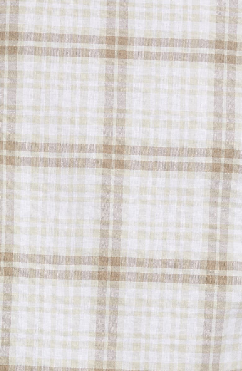 Nordstrom Trim Fit Plaid Stretch Cotton & Linen Button-Down Shirt, Alternate, color, 