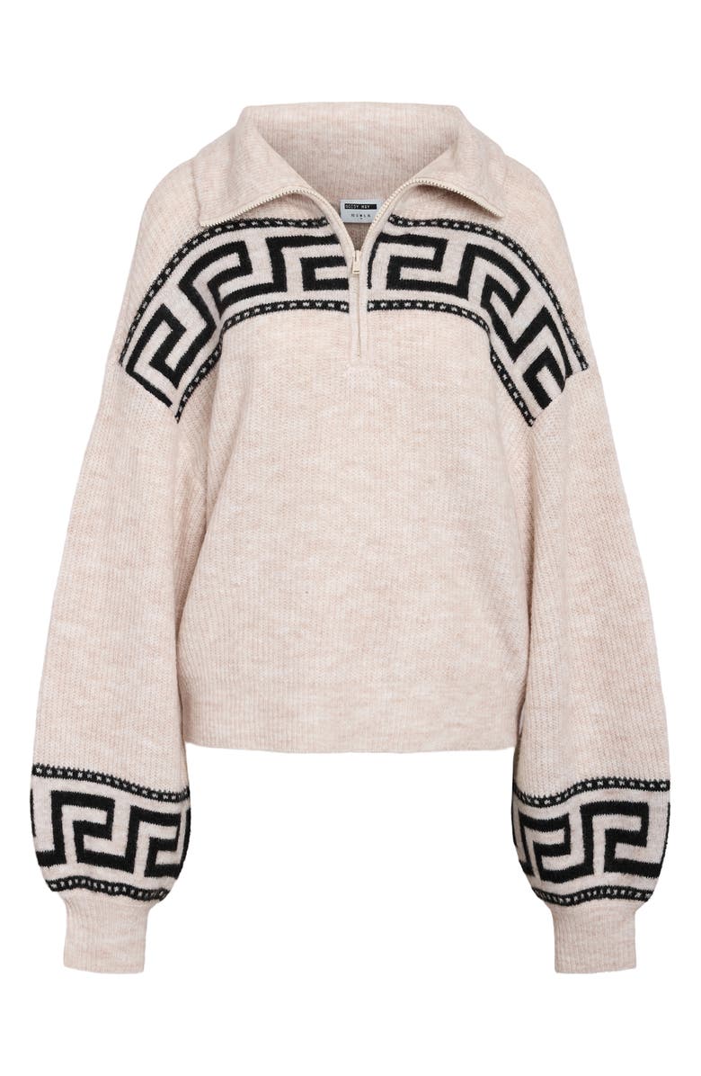 Noisy may Bala Greek Key Print Sweater, Alternate, color, Birch Detailmelange