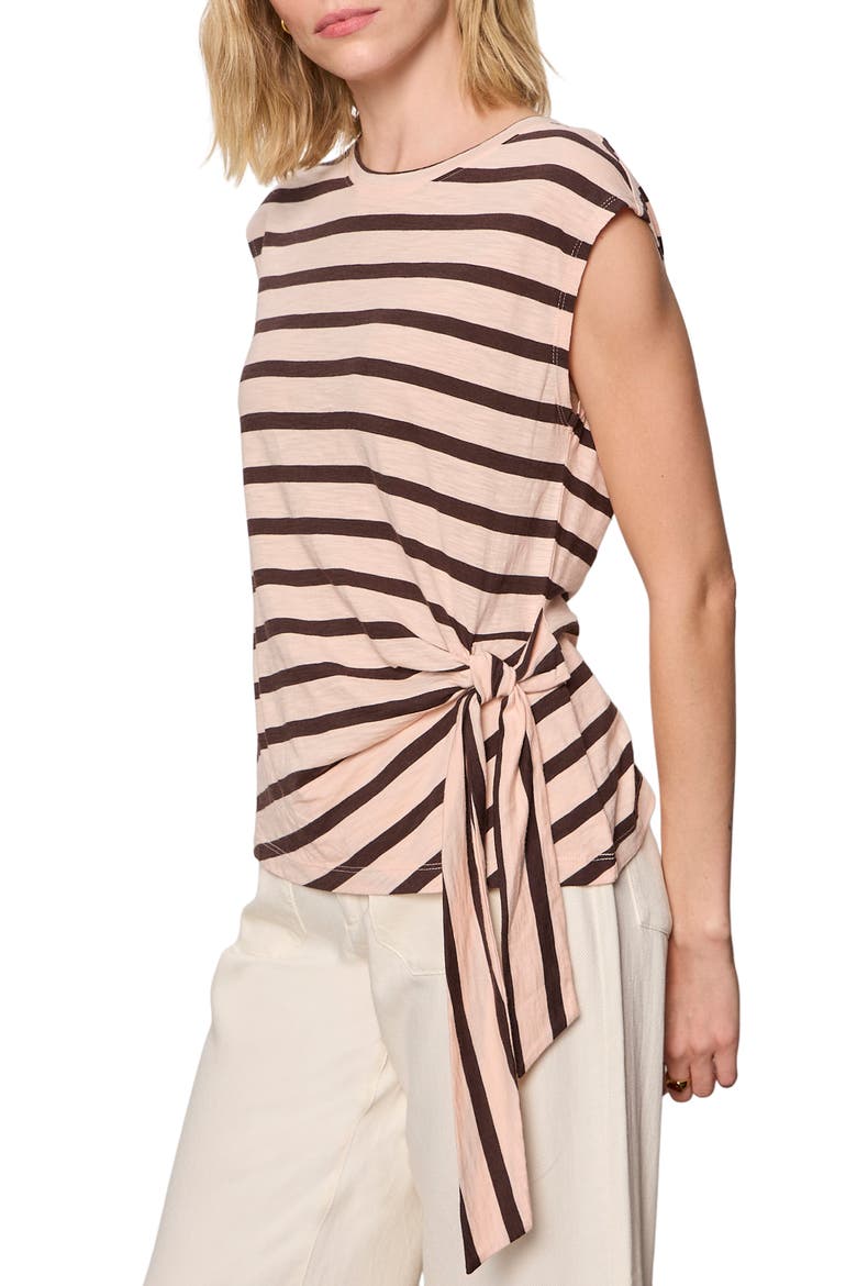 Side Tie Organic Cotton Blend T-Shirt, Alternate, color, BLEACHED PINK/ RICH SOIL