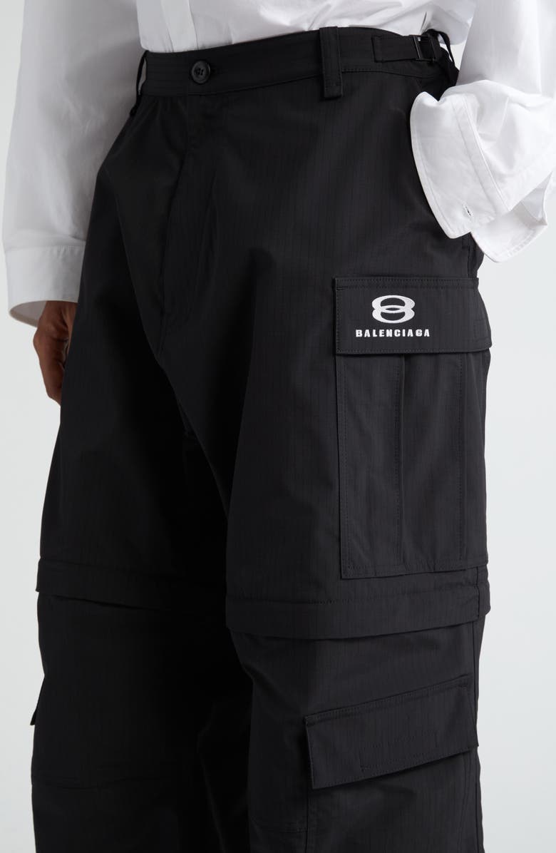 Balenciaga Light Zip-Off Ripstop Cargo Pants, Alternate, color, 