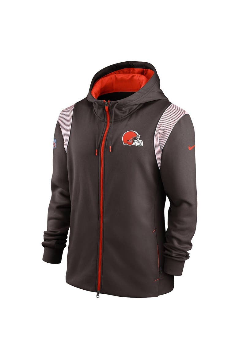 Men's Nike Brown Cleveland Browns Performance Sideline Lockup Full-Zip Hoodie, Alternate, color, Brown