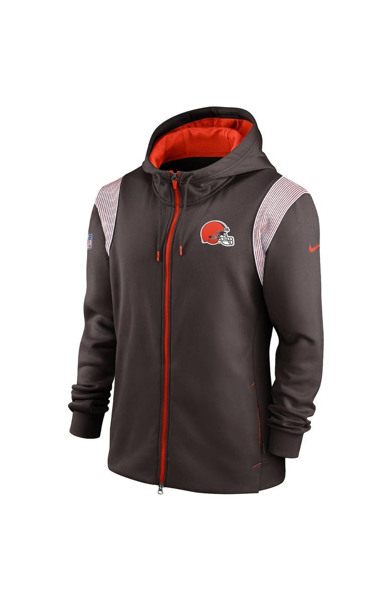 Nike Men's Nike Brown Cleveland Browns Performance Sideline Lockup Full-Zip Hoodie, Alternate, color, 