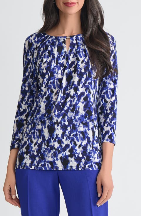 Pleated Three-Quarter Sleeve Top