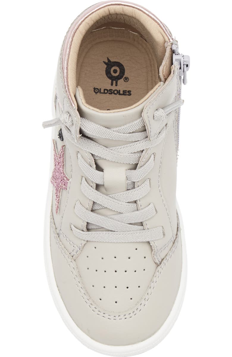 OLD SOLES Kids' Starling Metallic High Top Sneaker, Alternate, color, Gris / Pink Frost / Glam Pink