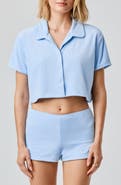 Florence by Mills Terry Cloth Crop Snap-Up Shirt
