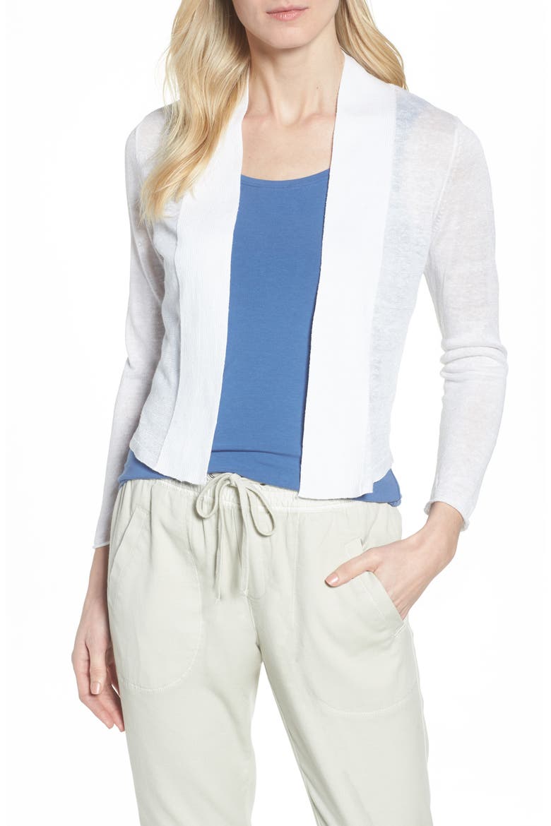 NIC + ZOE Daybreak Open Front Cardigan, Main, color, PAPER WHITE