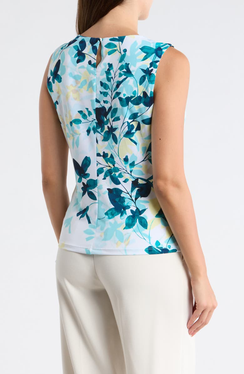 Calvin Klein Leaf Sleeveless Top, Alternate, color, White Multi
