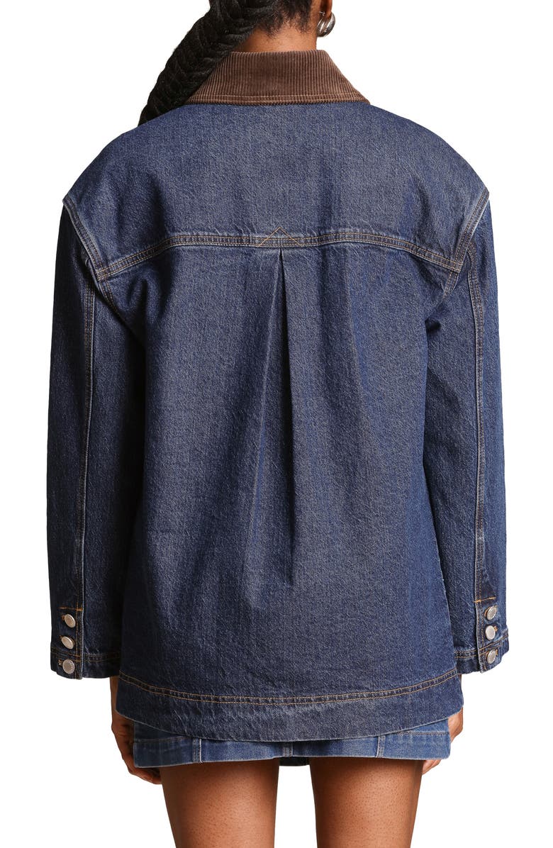 Avec Les Filles Relaxed Contrast Collar Barn Jacket, Alternate, color, Raw Indigo