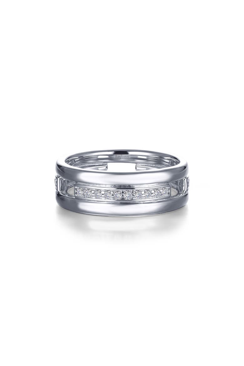 Brick Style Simulated Diamond Band Ring, Main, color, SILVER