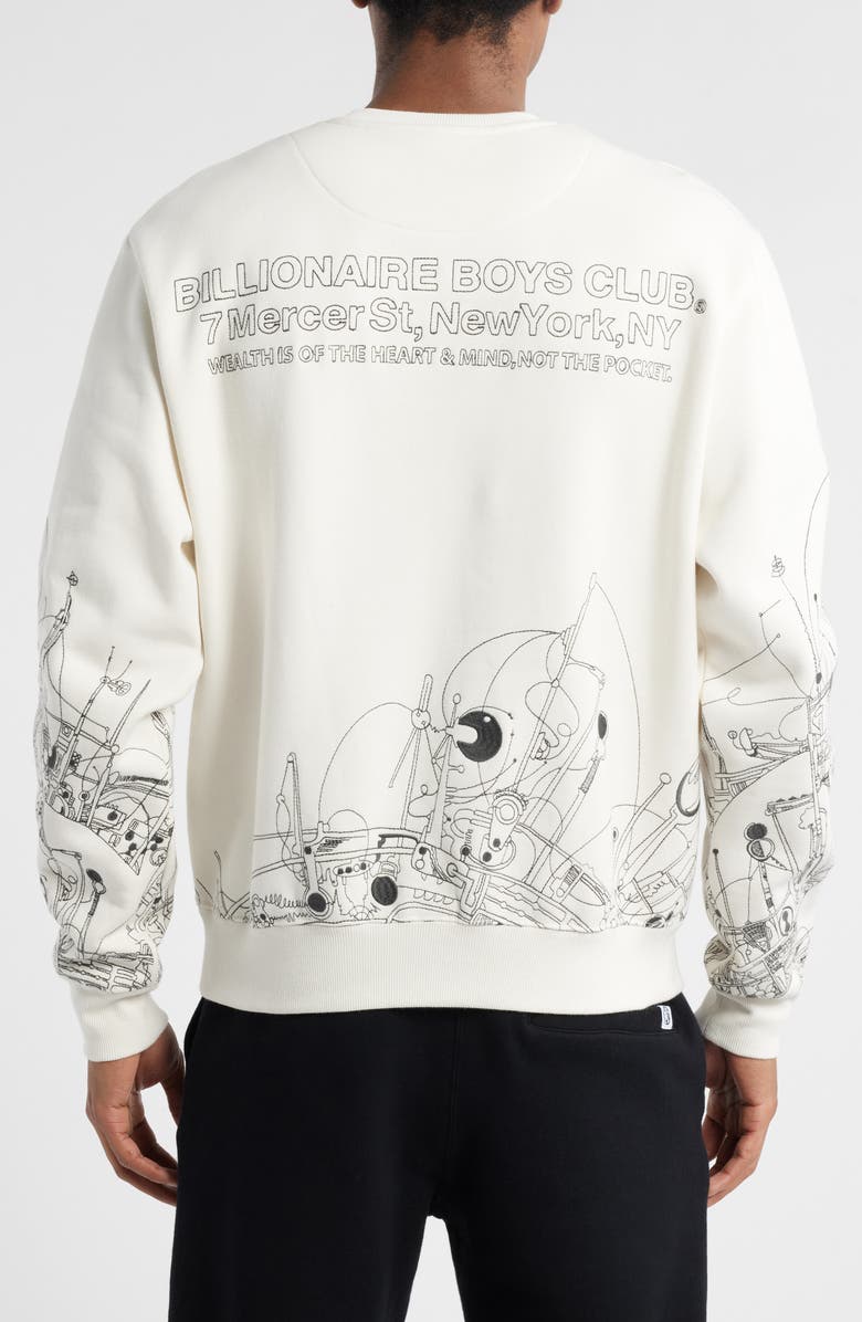Billionaire Boys Club BB Effigy Crewneck Sweatshirt, Alternate, color, Whisper White