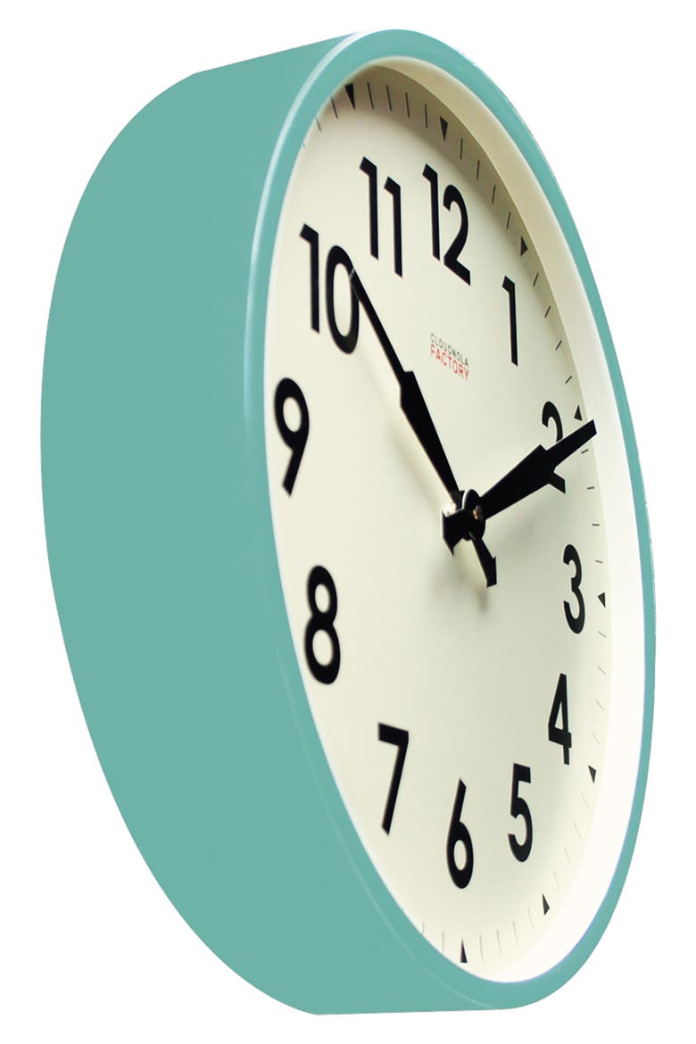 Factory Wall Clock (Nordstrom Exclusive), Alternate, color, TURQUOISE