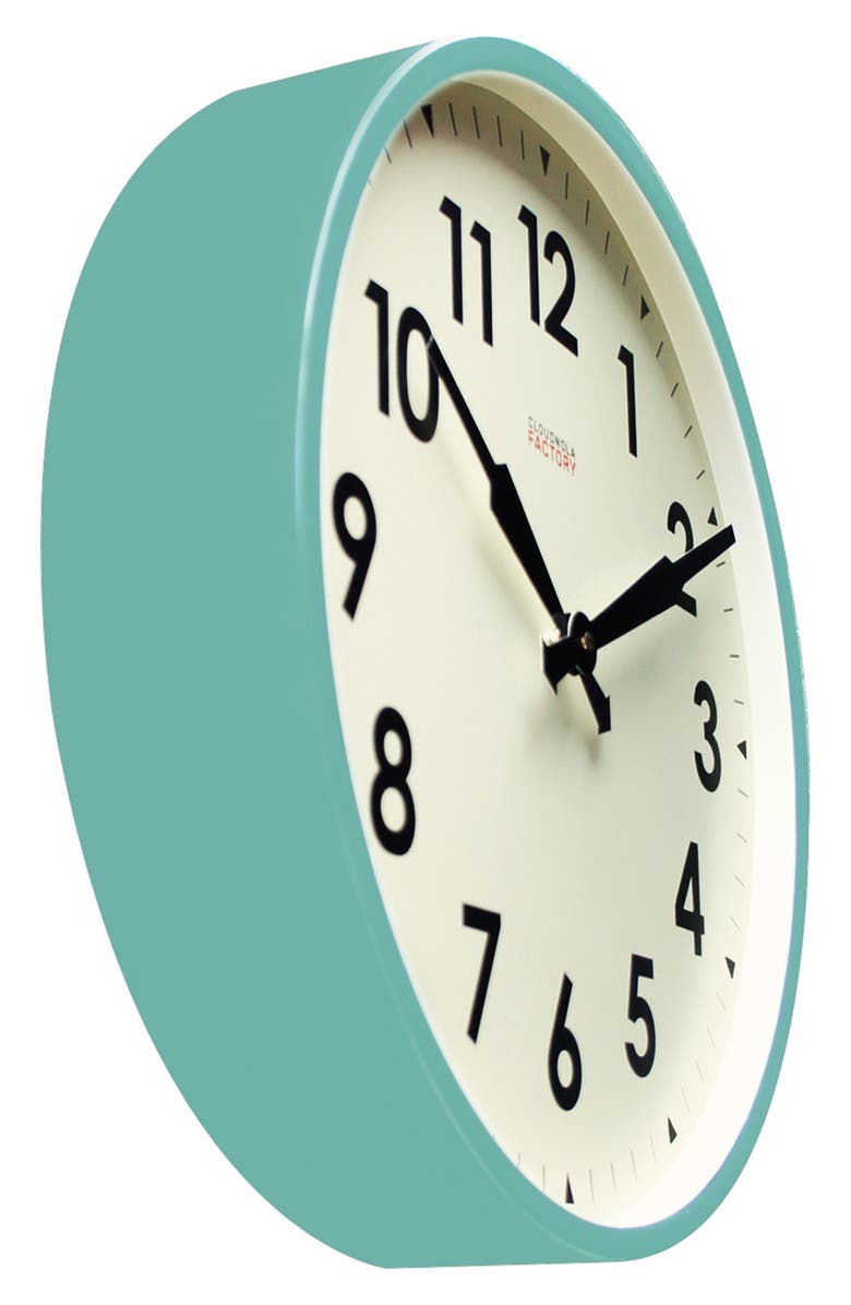 CLOUDNOLA Factory Wall Clock, Alternate, color, Turquoise
