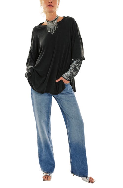 Free People Nellie Sequin Twofer Top In Black