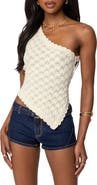 EDIKTED Codi Asymmetric One-Shoulder Open Back Knit Top