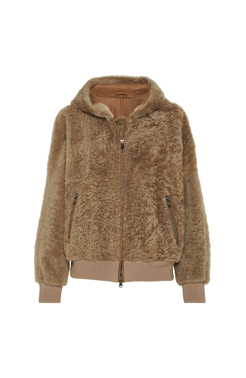 Fuzzy shearling outerwear jacket
