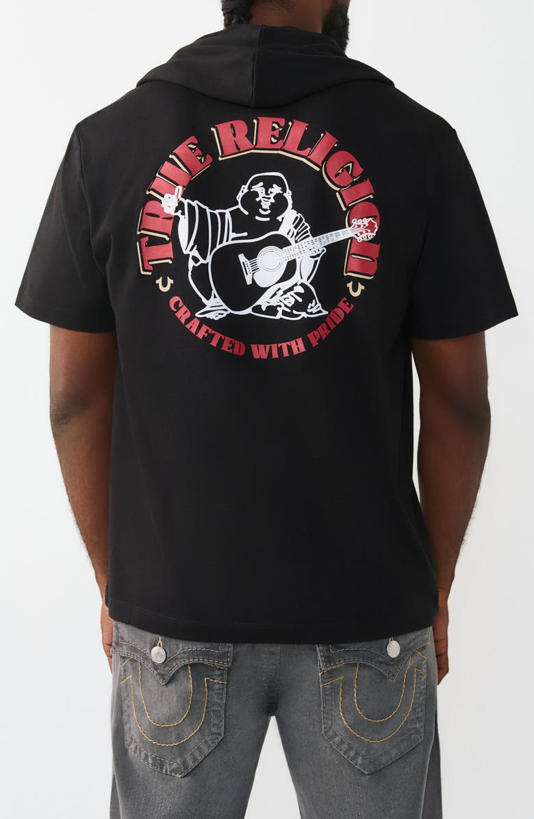 True Religion Circular Hoodie T-Shirt, Alternate, color, Jet Black