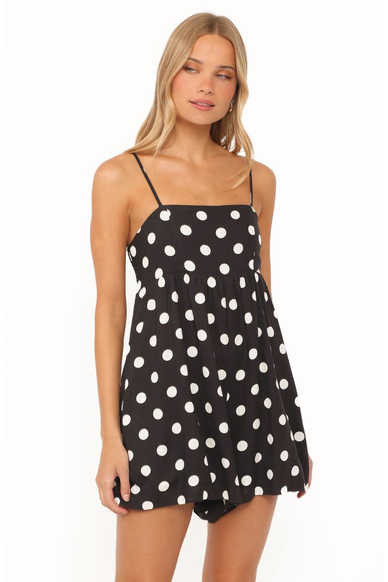 Quinley Linen Romper, Alternate, color, BLACK POLKA DOT