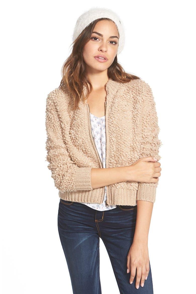 Shaggy Zip Sweater, Main, color, OATMEAL HEATHER