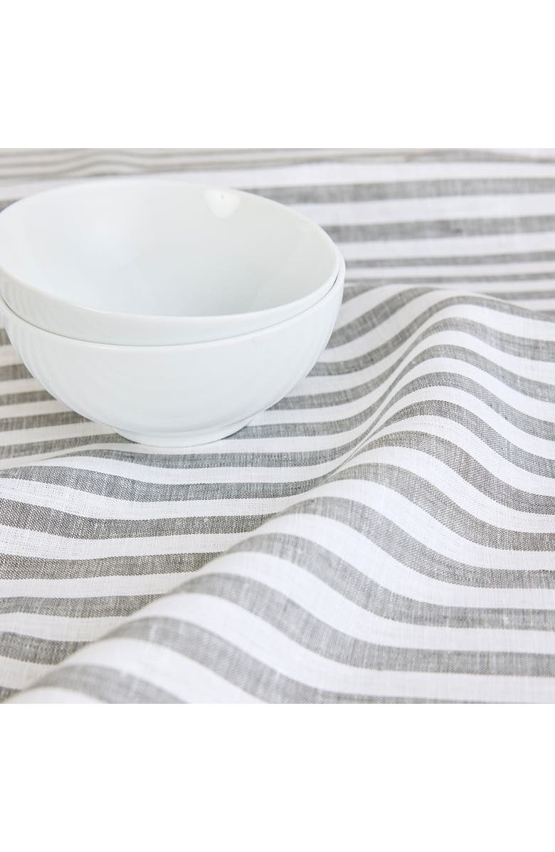 Solino Home Linen Table Throw - Amalfi Stripe, 52" x 52", 52" x 52", Alternate, color, Grey And White