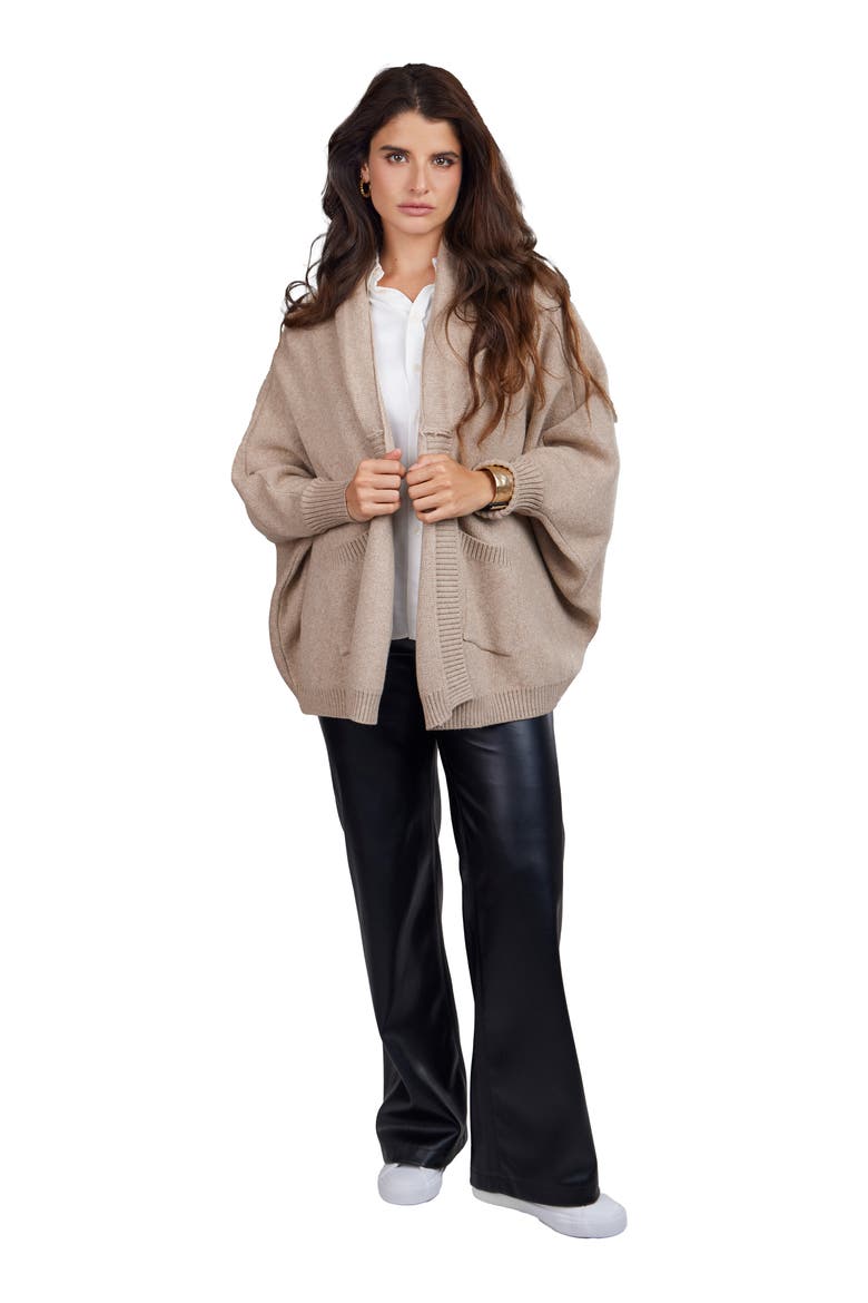 Oversize Ribbed Knit Cardigan, Alternate, color, TAUPE