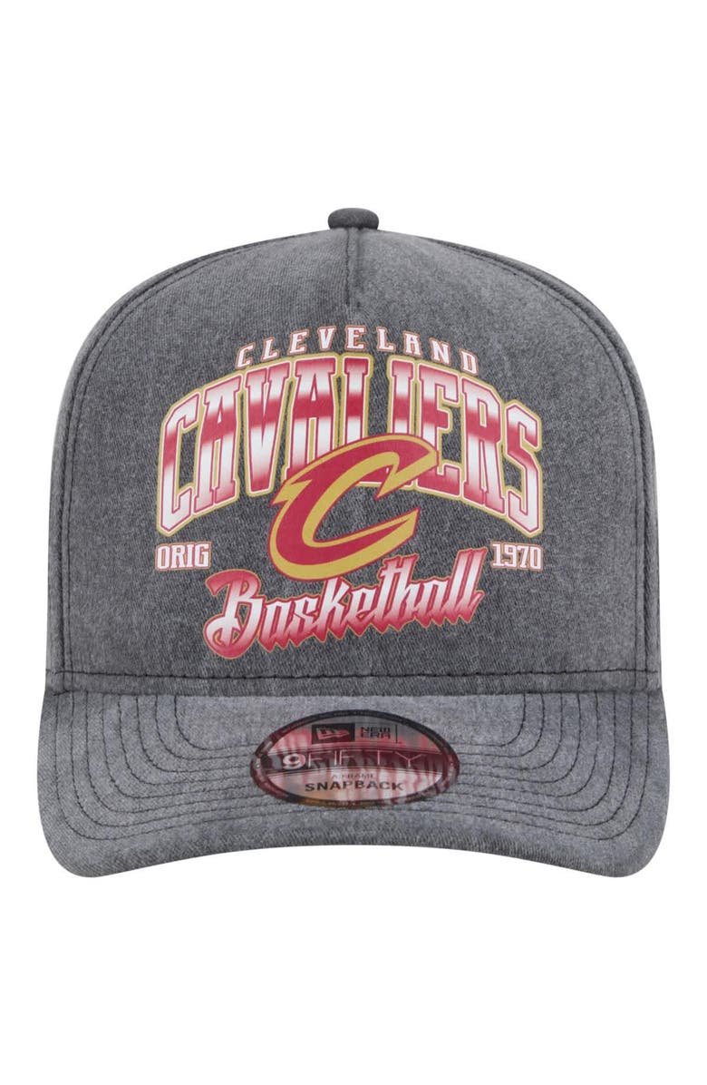 New Era Men's New Era  Charcoal Cleveland Cavaliers Throwback Washed Pre-Curved 9FIFTY Snapback Hat, Alternate, color, 