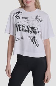 DKNY Embroidered 1989 Notebook Scribbles Graphic T-Shirt