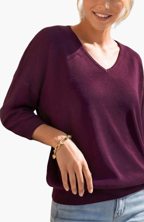 Drop Shoulder V-Neck Sweater