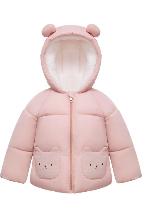 Borg-Lined Bear Ears Puffer Jacket