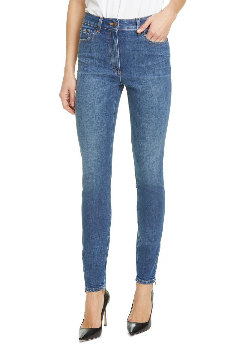 Beaded Bear Skinny Jeans, Main, color, 0295 BLUE