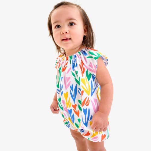 PRIMARY PRIMARY BABY FLUTTER SLEEVE SHORTIE IN RAINBOW TULIP FIELDS 
