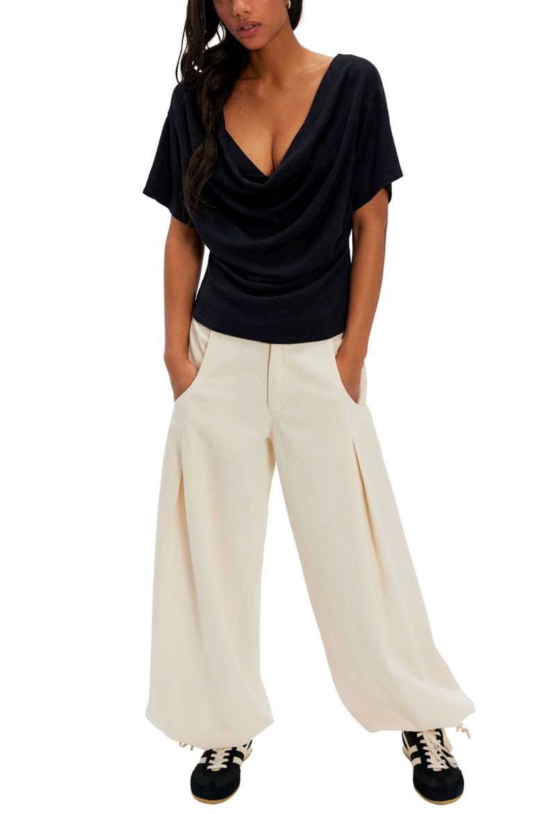 We The Free Waterfall Cowl Neck Top, Alternate, color, BLACK