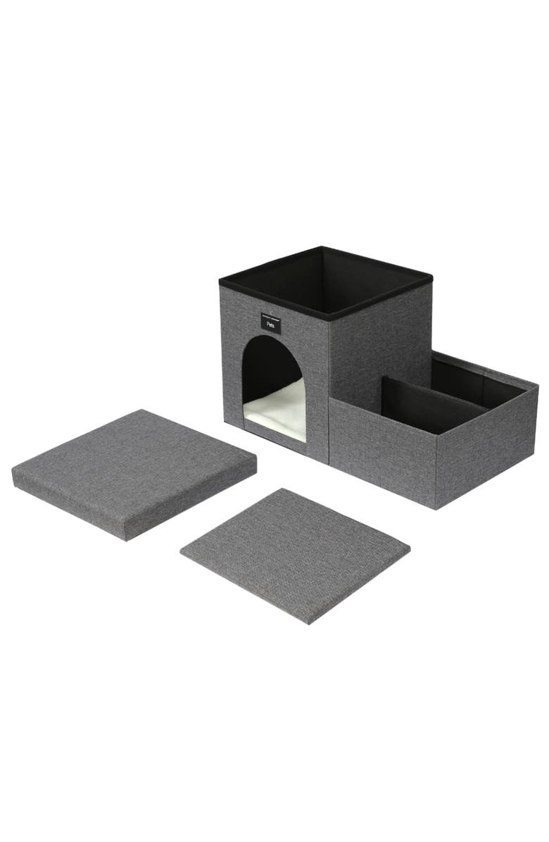 Ashfield & Harkness 2 Step Pet Stairs, Ladder for Cats or Small Dogs, Alternate, color, Gray